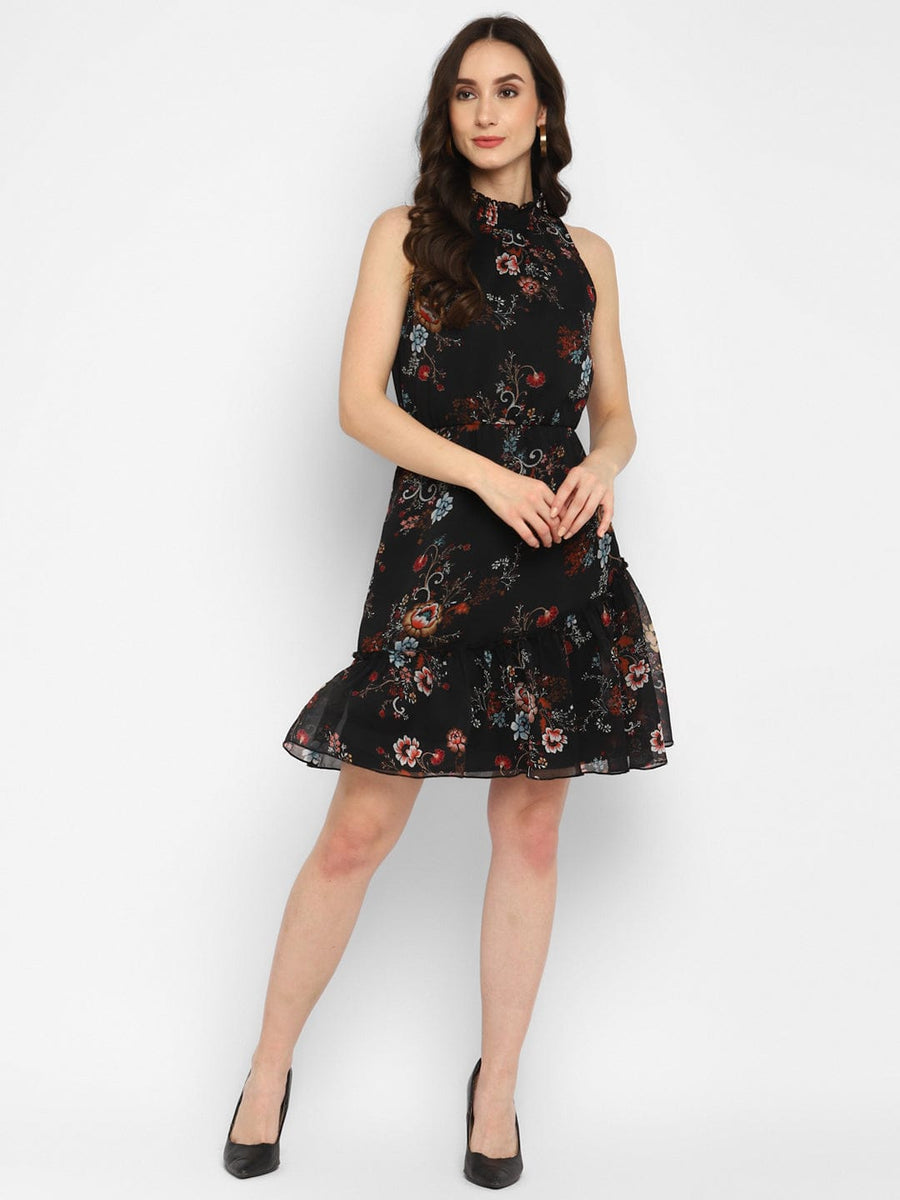 Women's Georgette Black Embellished Ready to Wear With Blouse Piece main image 0
