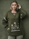 Olive Green Embroidered Fleece Sweat Shirts
