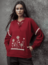 Red Embroidered Fleece Sweat Shirts
