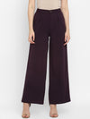 Wine Solid Crepe Pants