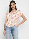 Ivory Digital Printed Lycra Knit Top