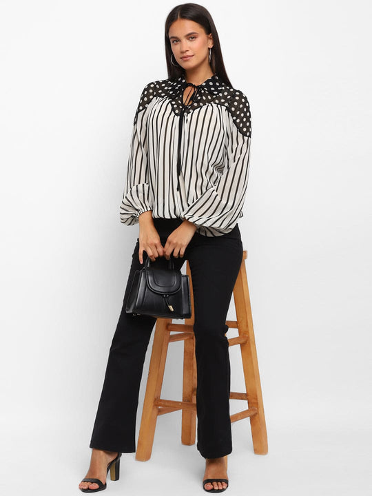 Black & White Striped Georgette Blouse
