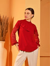 Red Solid Georgette Top