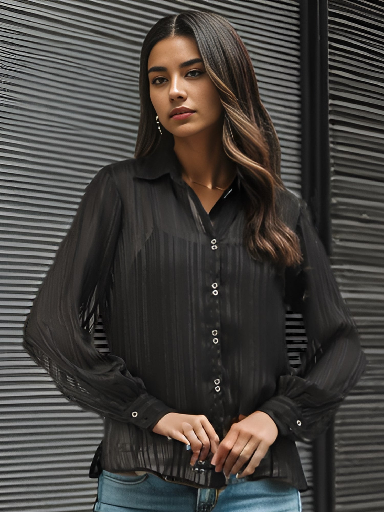 Black hotsell chiffon shirt