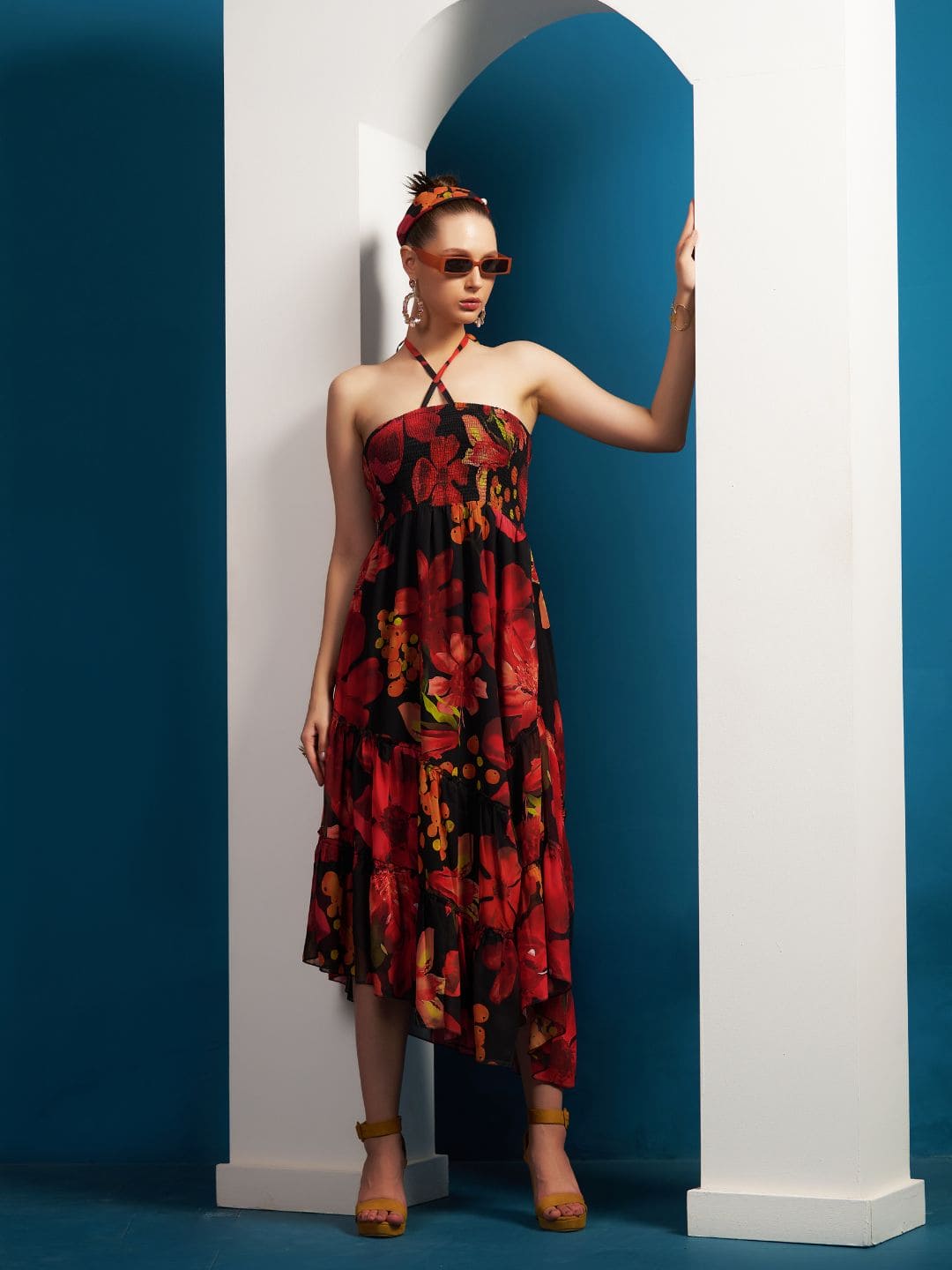 Red Digital Printed Georgette Dress Red Digital Printed Georgette Dress
