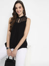 Black Embellished Crepe Top