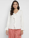 White Solid Moss Crepe Top