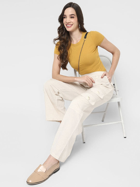 Ivory Slubs Linen Pants