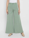 Green Solid Crepe Pants