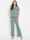 Green Solid Moss Crepe Top & Pant