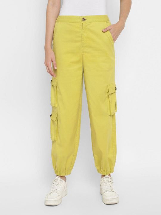 Green Washed Twill Cargo Pants