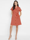 Rust Solid Moss Crepe Dress