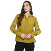 Acid Green Embroidered Crinkled Crepe Shirt