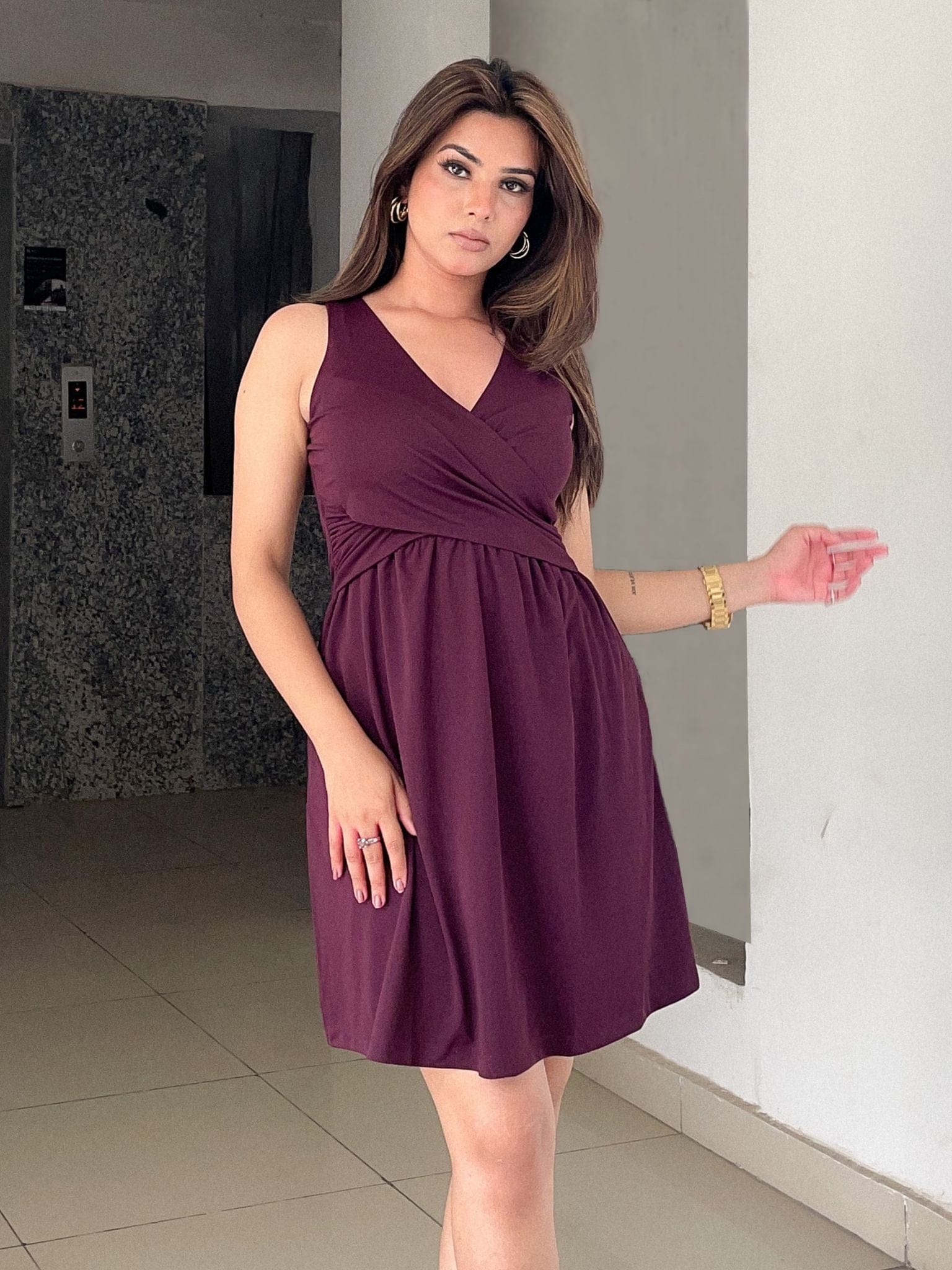 Wine Solid Jersey Knit Dress Wine Solid Jersey Knit Dress