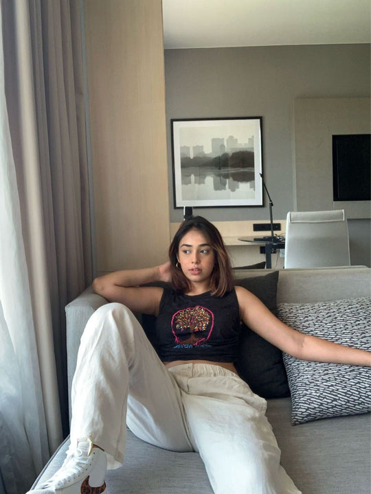 Black Solid Lycra Knit Top