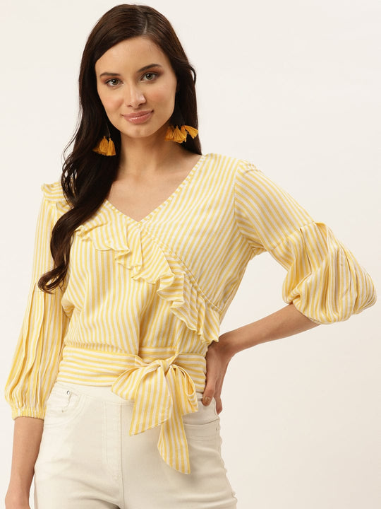Lemon Solid Rayon Crepe Blouse