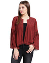 Red Solid Rayon Crepe Jacket - Taurusshop.com