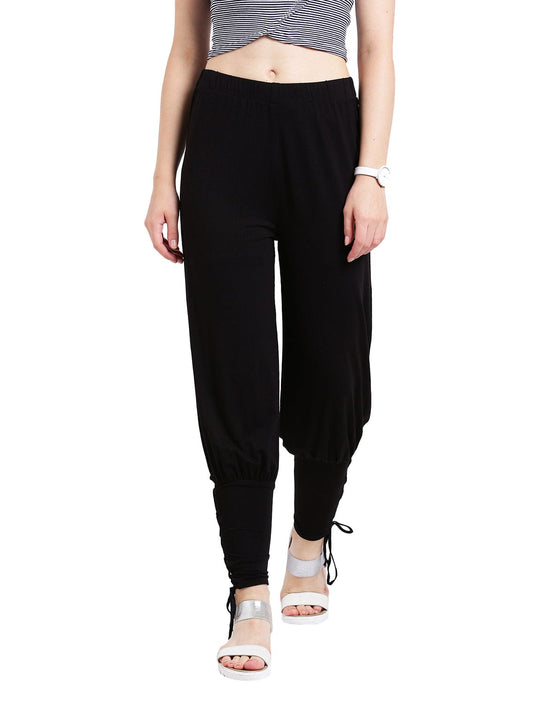 Black Solid Jersey Knit Pants