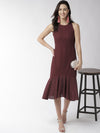 Maroon Solid Crochet Dress - Taurusshop.com