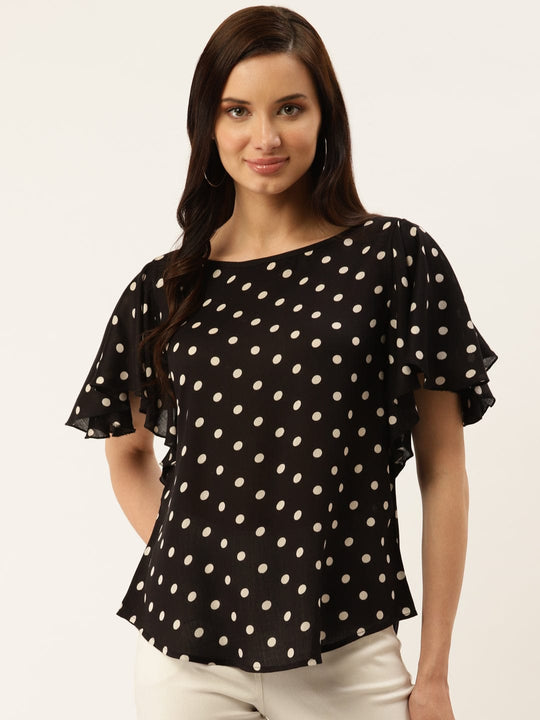 Black Printed Modal Rayon Top