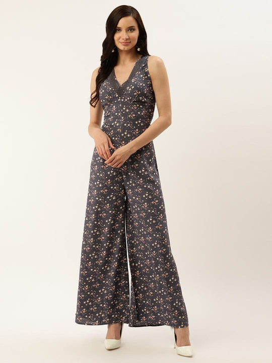 Grey Solid Modal Rayon Jumpsuit