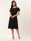 Black Printed Moss Rayon Dress - Taurusshop.com