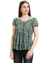 Green Printed Rayon Crepe Top - Taurusshop.com