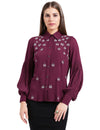 Burgundy Solid Rayon Crepe Shirt - Taurusshop.com