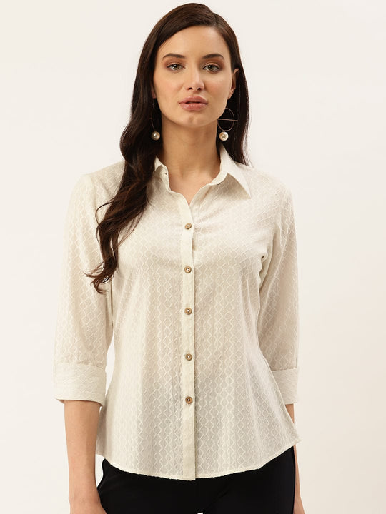 Ivory Textured Cambric Shirt