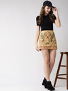 Beige Embroidered Suede Skirt