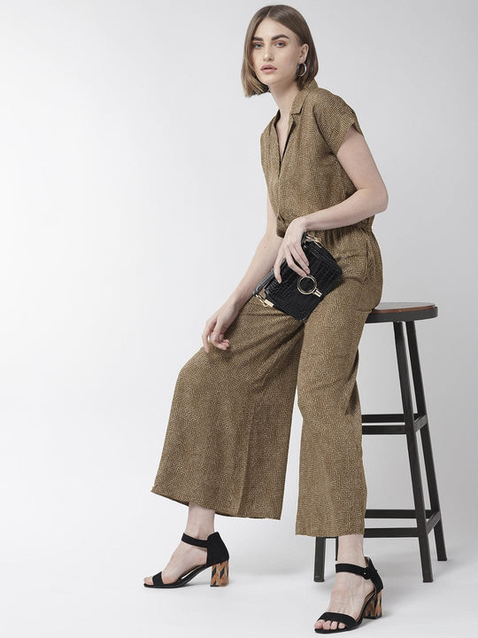 Brown Printed Modal Rayon Jumpsuit