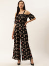 Black Printed Rayon Jumpsuit - Taurusshop.com