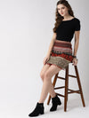 Maroon Striped Jacquard Skirt - Taurusshop.com