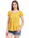 Mustard Solid Rayon Crepe Top - Taurusshop.com