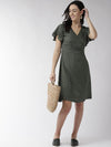 Green Printed Moss Rayon Dress - Taurusshop.com
