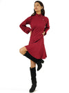 Wine Solid Jersey Knit Dress