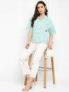 Mint Blue Embroidered Schiffli Shirt