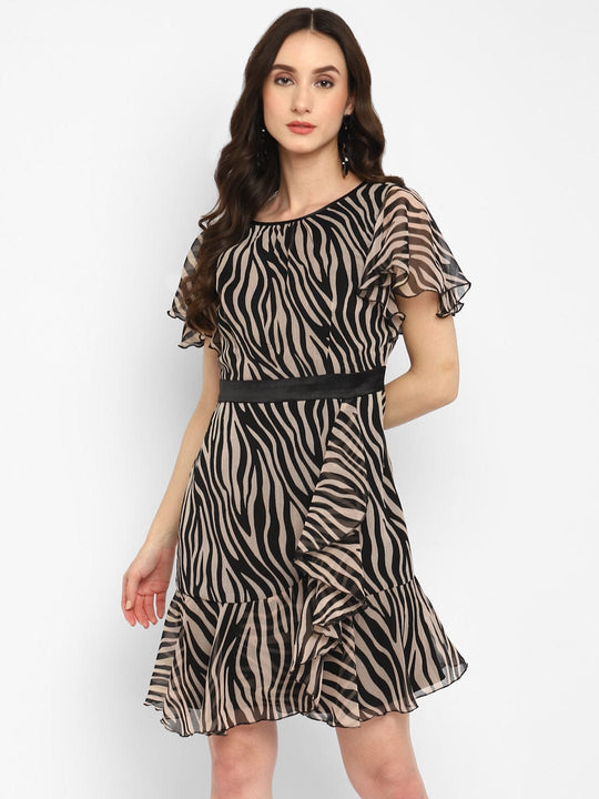 Black Printed Georgette Dress