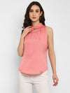 Pink Solid Crepe Top