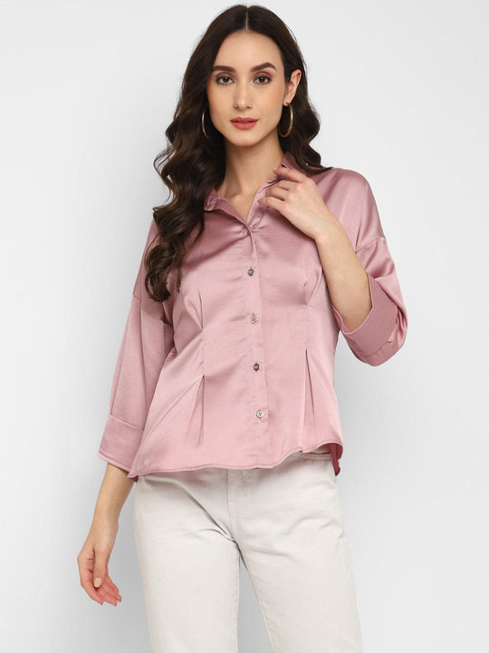 Old Rose Solid Crepe Shirt