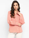 Peach Solid Georgette Shirt