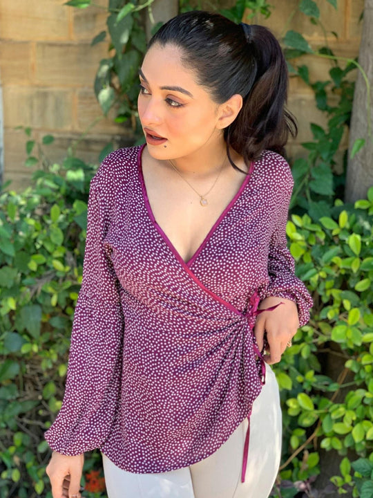 Burgundy Solid Rayon Crepe Top