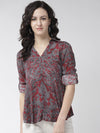 Red Printed Modal Rayon Shirt - Taurusshop.com