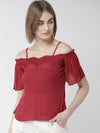 Maroon Textured Rayon Top - Taurusshop.com