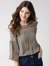 Grey Solid Rayon Crepe Top - Taurusshop.com