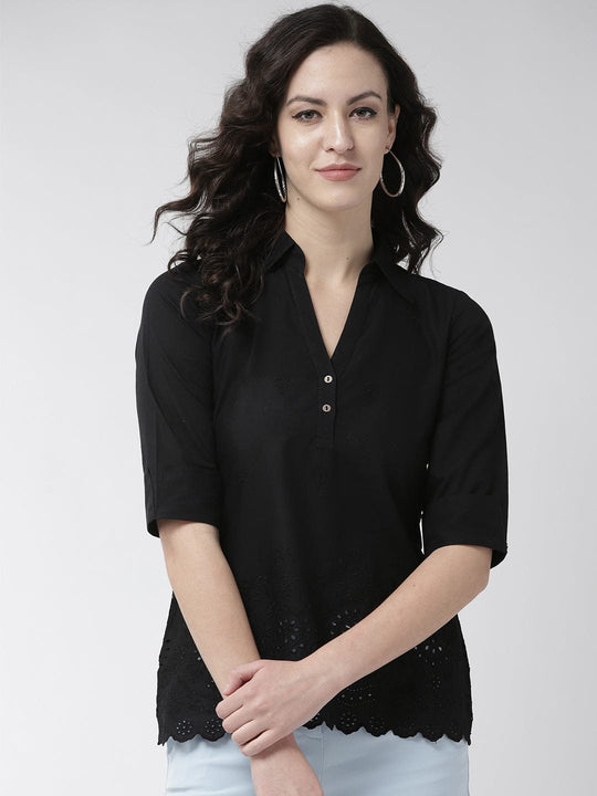 Black Solid Cambric Shirt