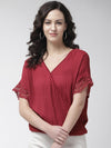 Maroon Textured Rayon Blouse - Taurusshop.com