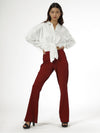 Maroon Solid Jersey Knit Pants