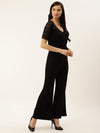 Black Solid Jersey Knit Jumpsuit - Taurusshop.com