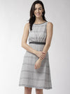 Ivory & Black Printed Georgette Dress - Taurusshop.com
